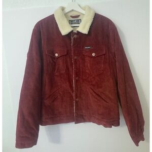 Whiskey Ranch Corduroy Sherpa Lined Trucker Jacket Mens L Burgundy Westerncore